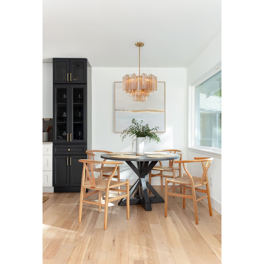Addis 6 Light Waterfall Chandelier Aged Brass 20in Amber - fovolighting