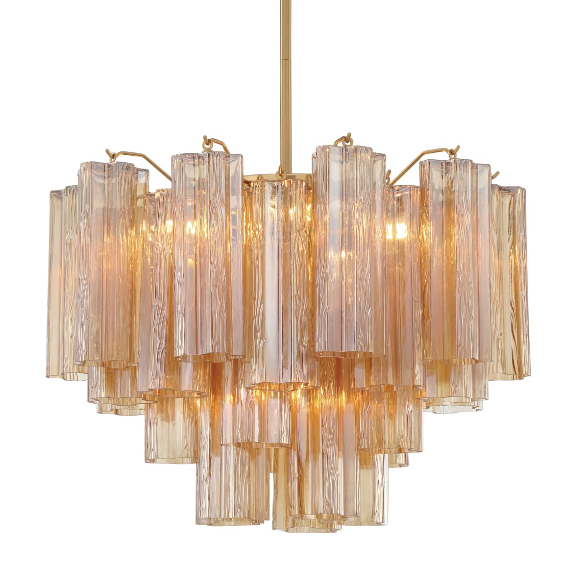 Addis 6 Light Waterfall Chandelier Aged Brass 20in Amber - fovolighting