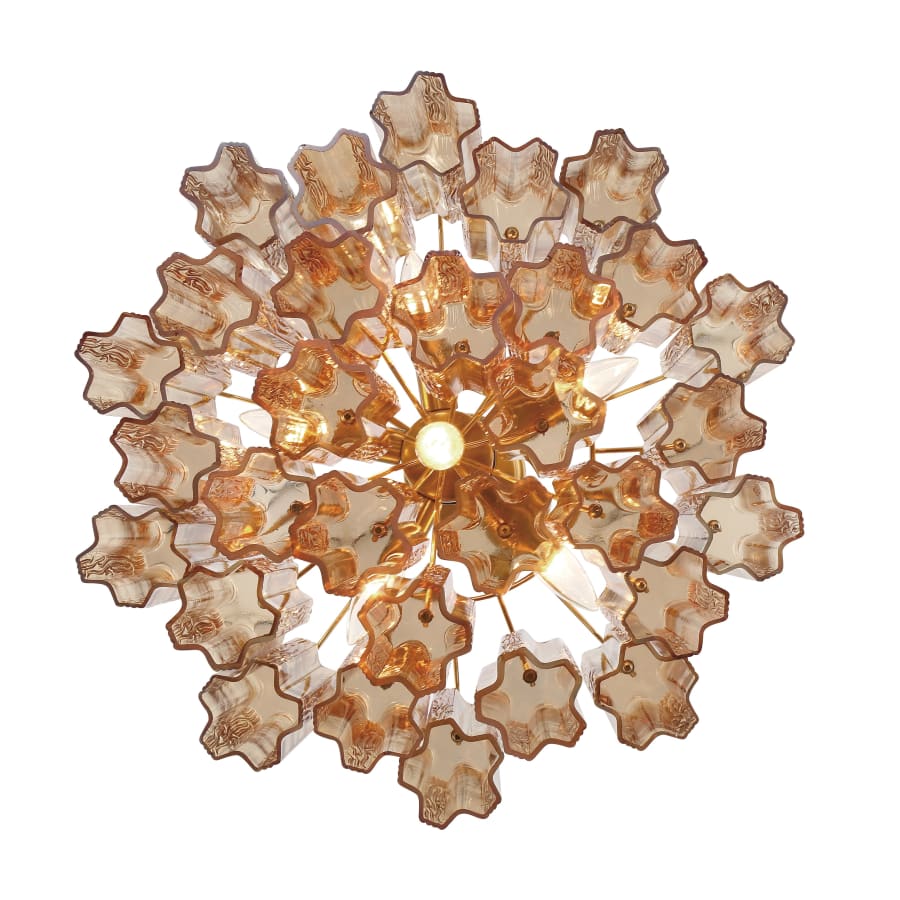 Addis 6 Light Waterfall Chandelier Aged Brass 20in Amber - fovolighting