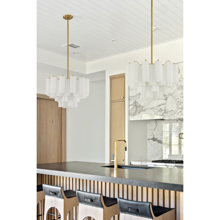 Addis 9 - Light 22 - Inch Waterfall Chandelier Aged Brass - fovolighting