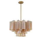 Addis 9 Light Waterfall Chandelier 22in Amber Glass - fovolighting