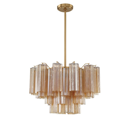 Addis 9 Light Waterfall Chandelier 22in Amber Glass - fovolighting