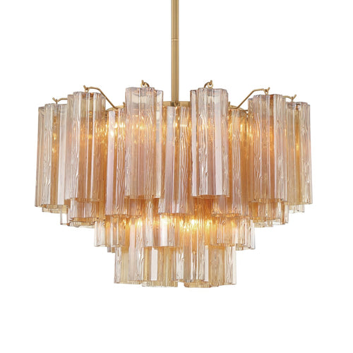 Addis 9 Light Waterfall Chandelier 22in Amber Glass - fovolighting