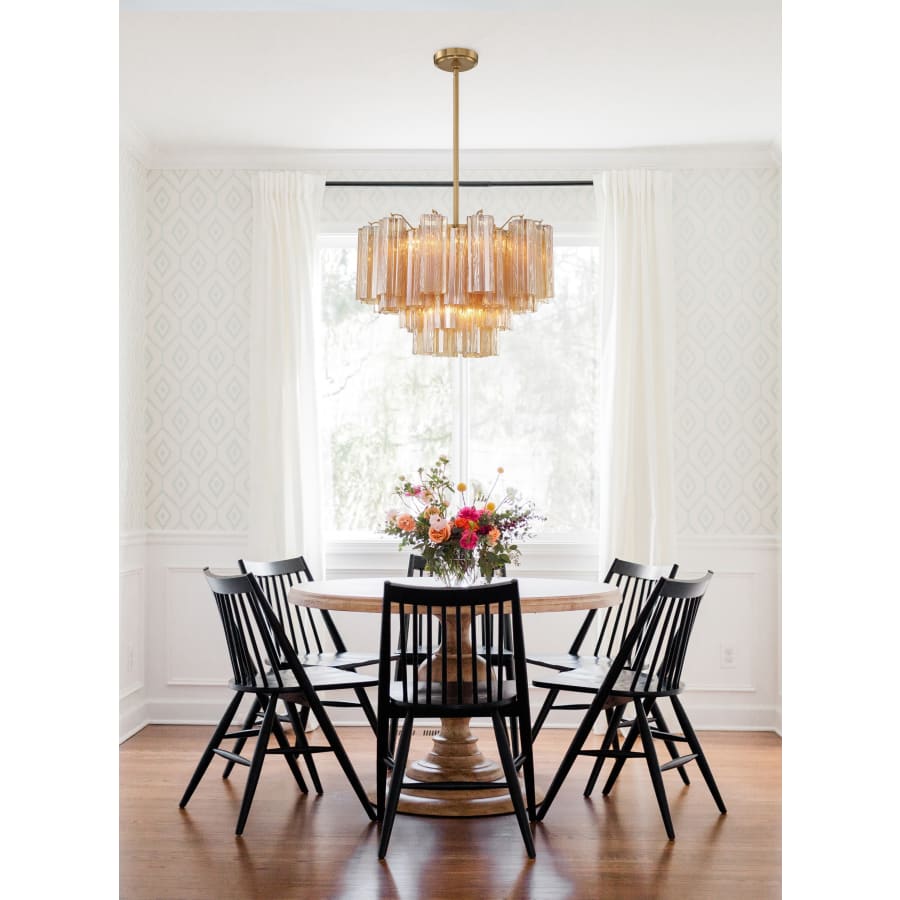 Addis 9 Light Waterfall Chandelier 22in Amber Glass - fovolighting