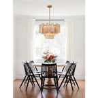 Addis 9 Light Waterfall Chandelier 22in Amber Glass - fovolighting