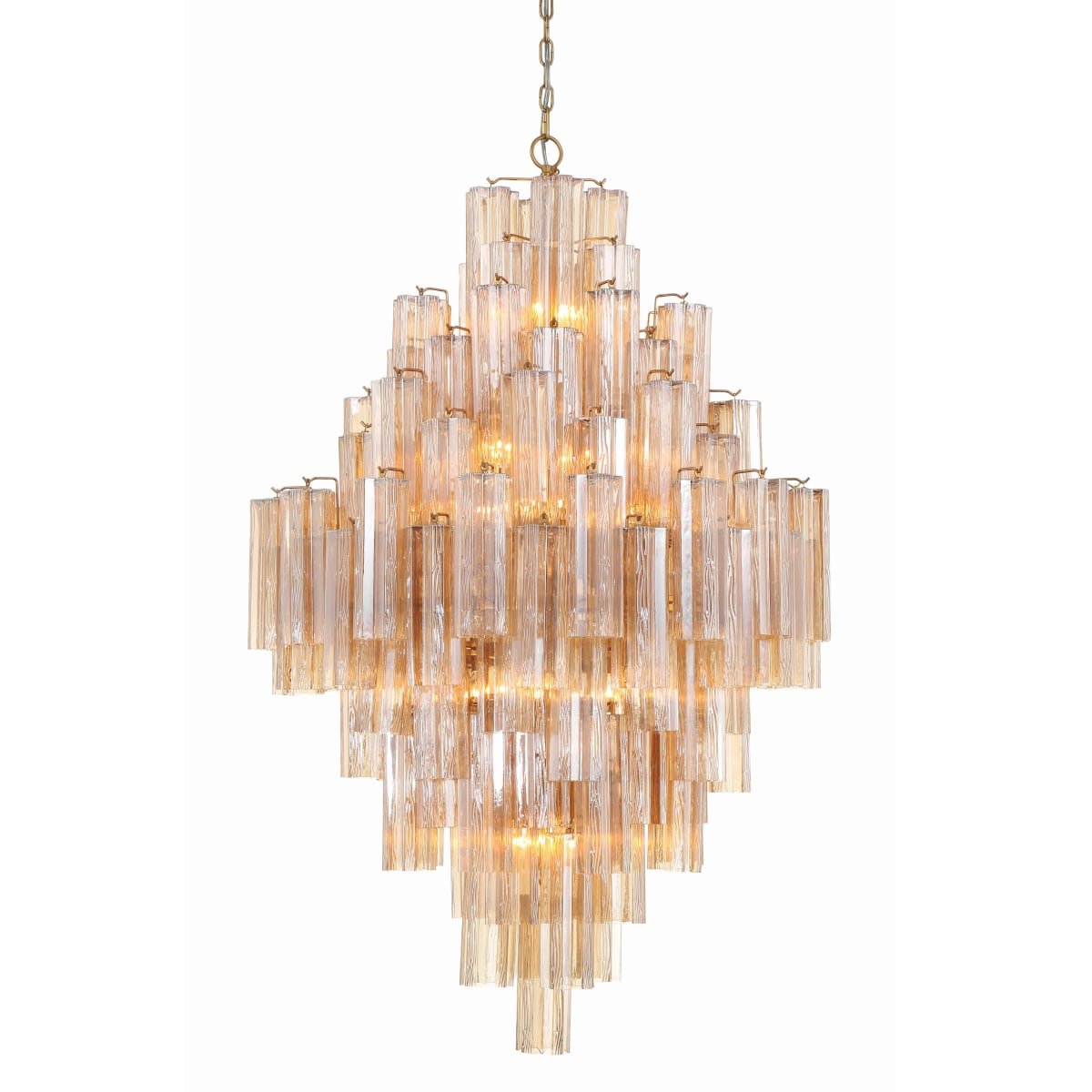 Addis Lighting Group Addis 20 Light 31in Crystal Waterfall Chandelier Aged Brass - fovolighting
