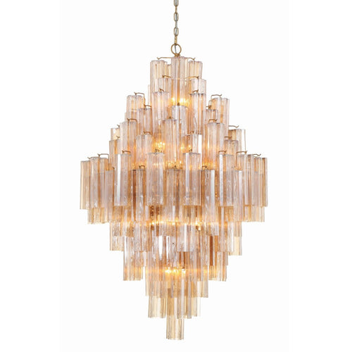 Addis Lighting Group Addis 20 Light 31in Crystal Waterfall Chandelier Aged Brass - fovolighting