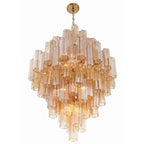 Addis Lighting Group Addis 20 Light 31in Crystal Waterfall Chandelier Aged Brass - fovolighting