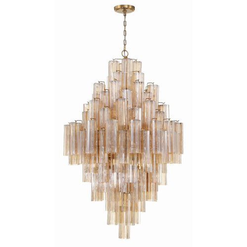 Addis Lighting Group Addis 20 Light 31in Crystal Waterfall Chandelier Aged Brass - fovolighting