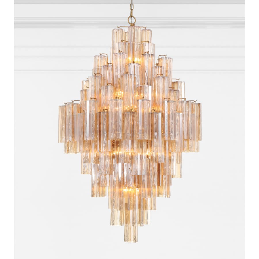 Addis Lighting Group Addis 20 Light 31in Crystal Waterfall Chandelier Aged Brass - fovolighting