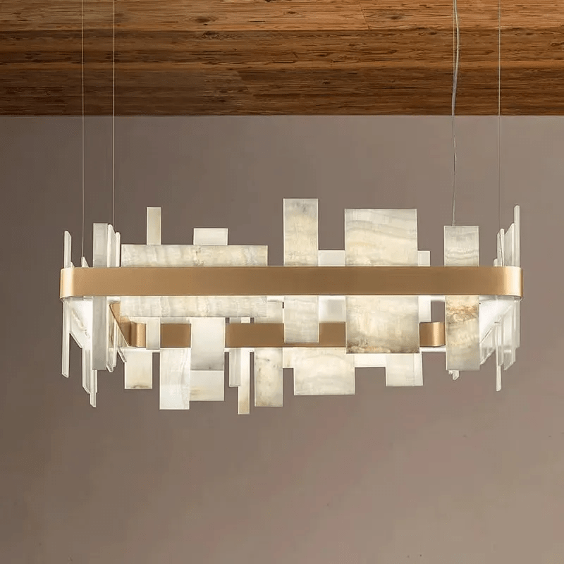 Alabaster Acropolis LED Square Chandelier - fovolighting