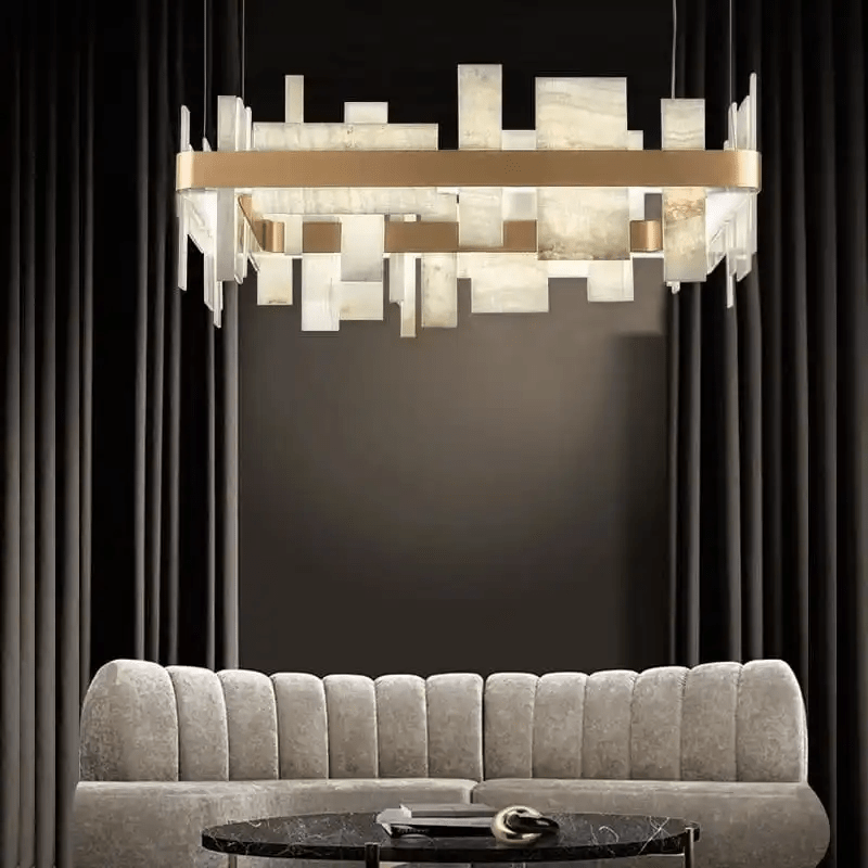 Alabaster Acropolis LED Square Chandelier - fovolighting