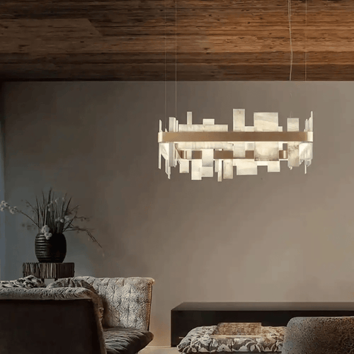 Alabaster Acropolis LED Square Chandelier - fovolighting