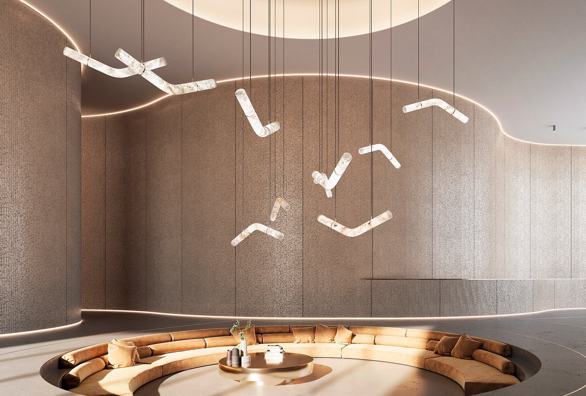 Alabaster Bent Tube Chandelier B - fovolighting