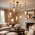 Alabaster Cylindrical Draped Chain Chandelier - fovolighting