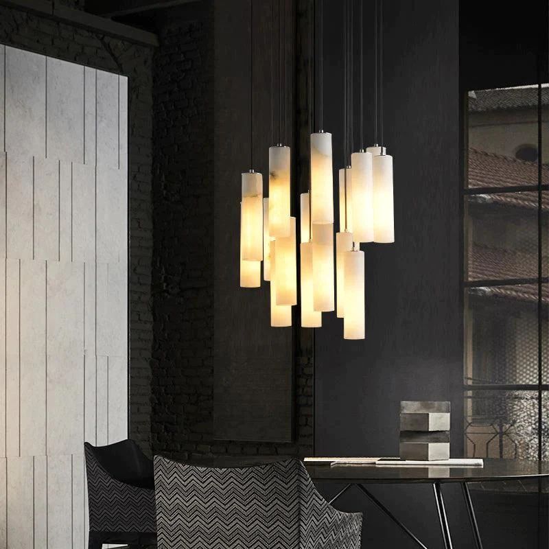 Alabaster Cylindrical Round Chandelier - fovolighting