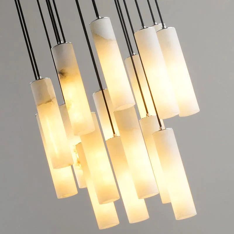 Alabaster Cylindrical Round Chandelier - fovolighting