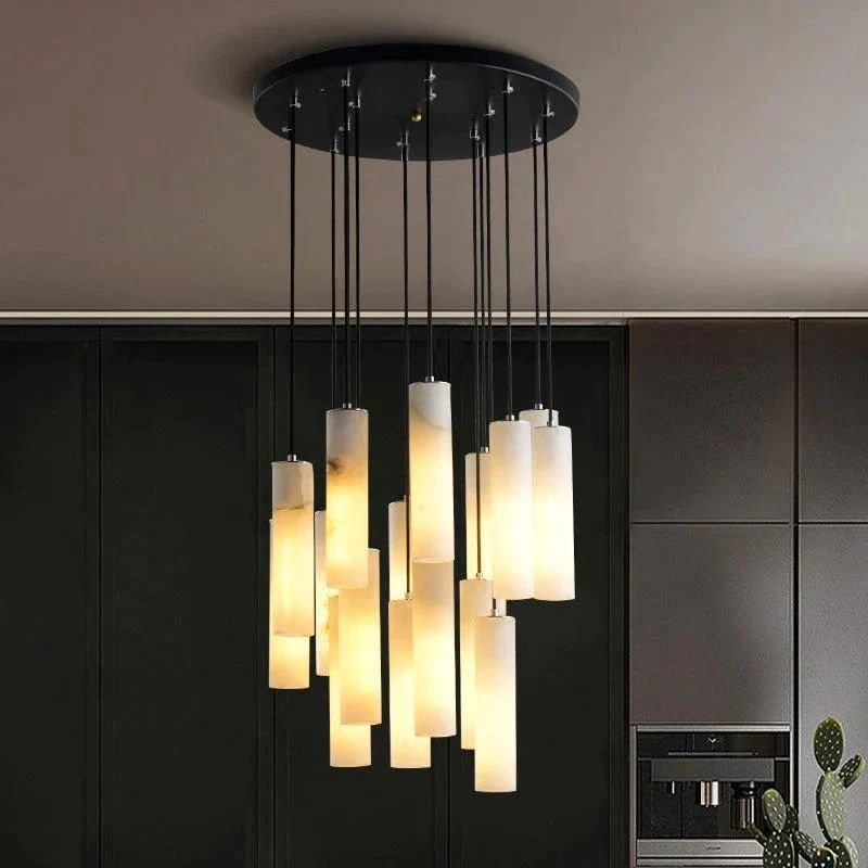 Alabaster Cylindrical Round Chandelier - fovolighting