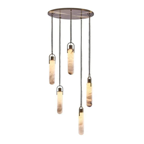 Alabaster Flint Additions Multi Light Pendant, Round Chandelier For staircase, Hallway - fovolighting
