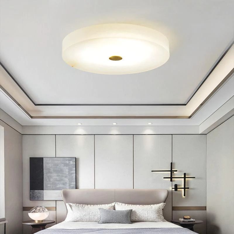 Alabaster Flush Mounted Round Led Chandelier - fovolighting