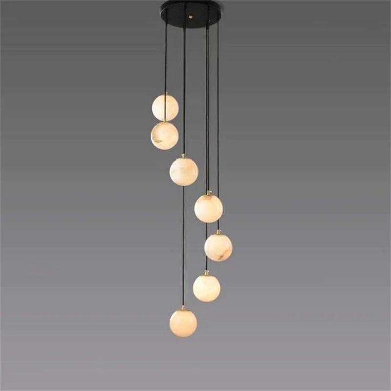 Alabaster Global Pendant Chandelier For Staircase - fovolighting