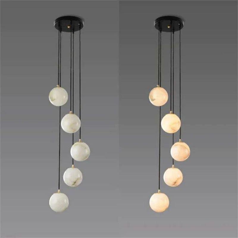 Alabaster Global Pendant Chandelier For Staircase - fovolighting