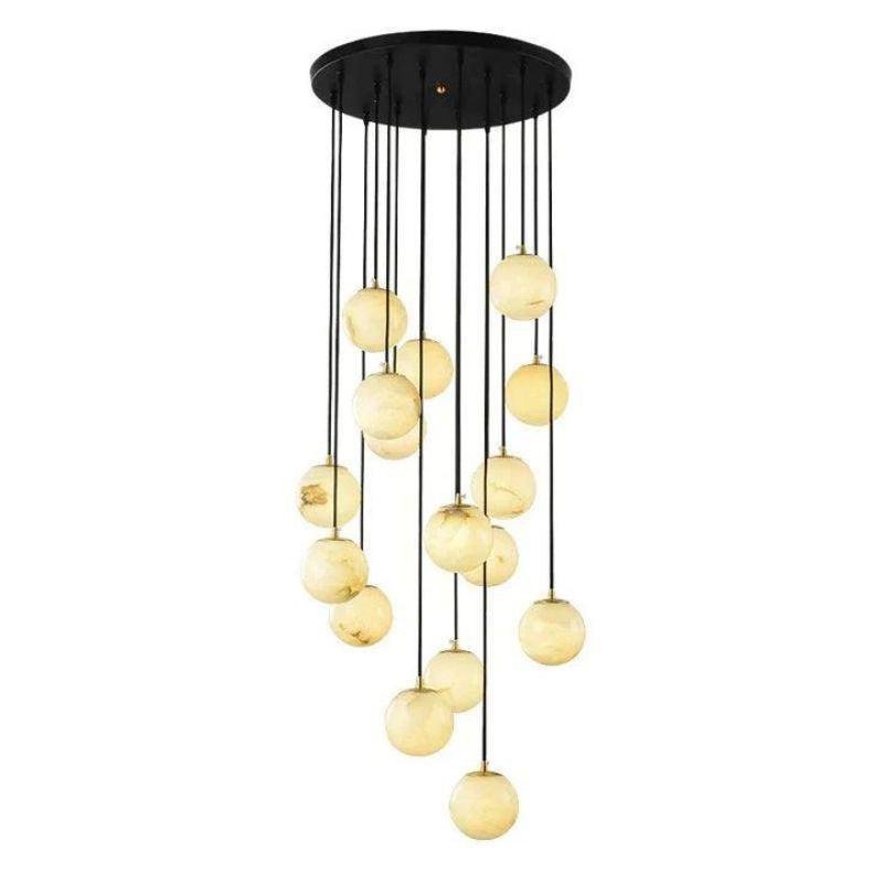 Alabaster Global Pendant Chandelier For Staircase - fovolighting