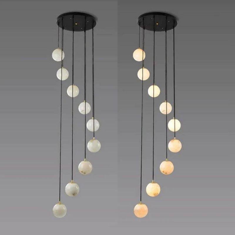 Alabaster Global Pendant Chandelier For Staircase - fovolighting