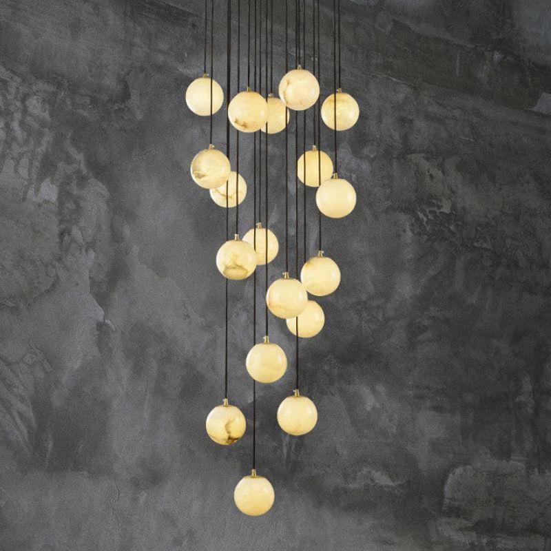 Alabaster Global Pendant Chandelier For Staircase - fovolighting