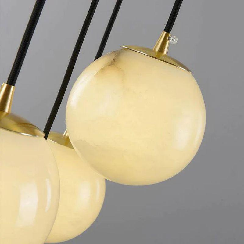 Alabaster Global Pendant Chandelier For Staircase, Spiral Global Pendant