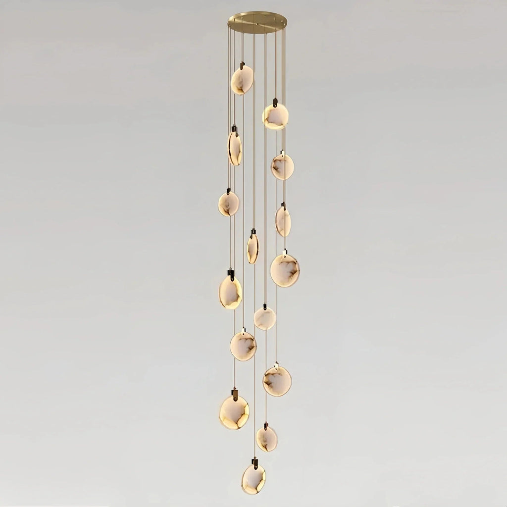 Alabaster Long Staircase Chandelier 5 styles - fovolighting