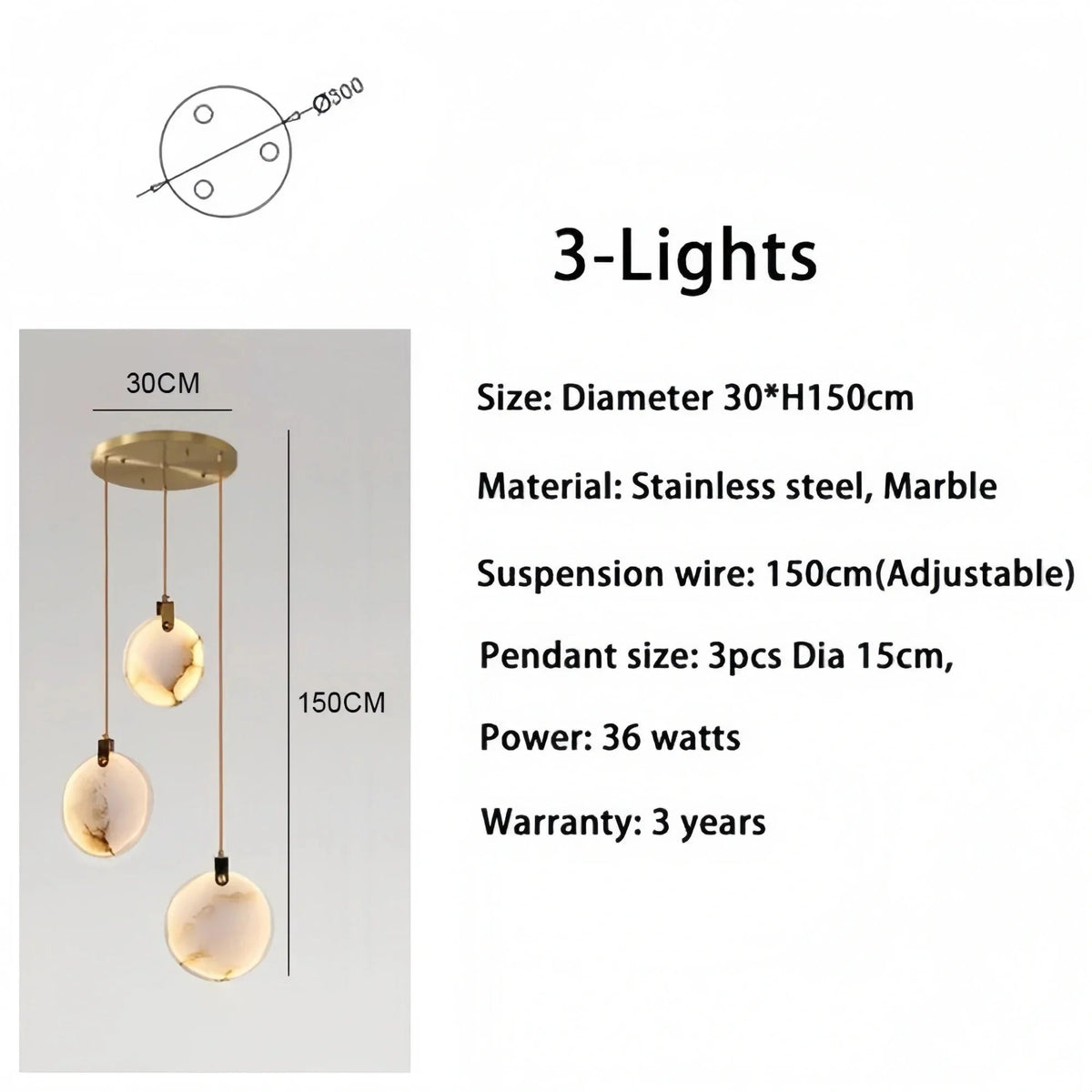 Alabaster Long Staircase Chandelier 5 styles - fovolighting