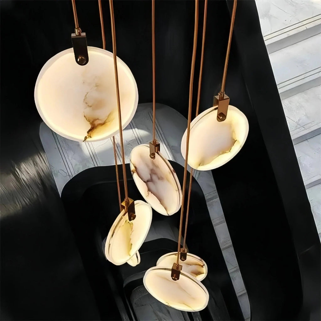 Alabaster Long Staircase Chandelier 5 styles - fovolighting
