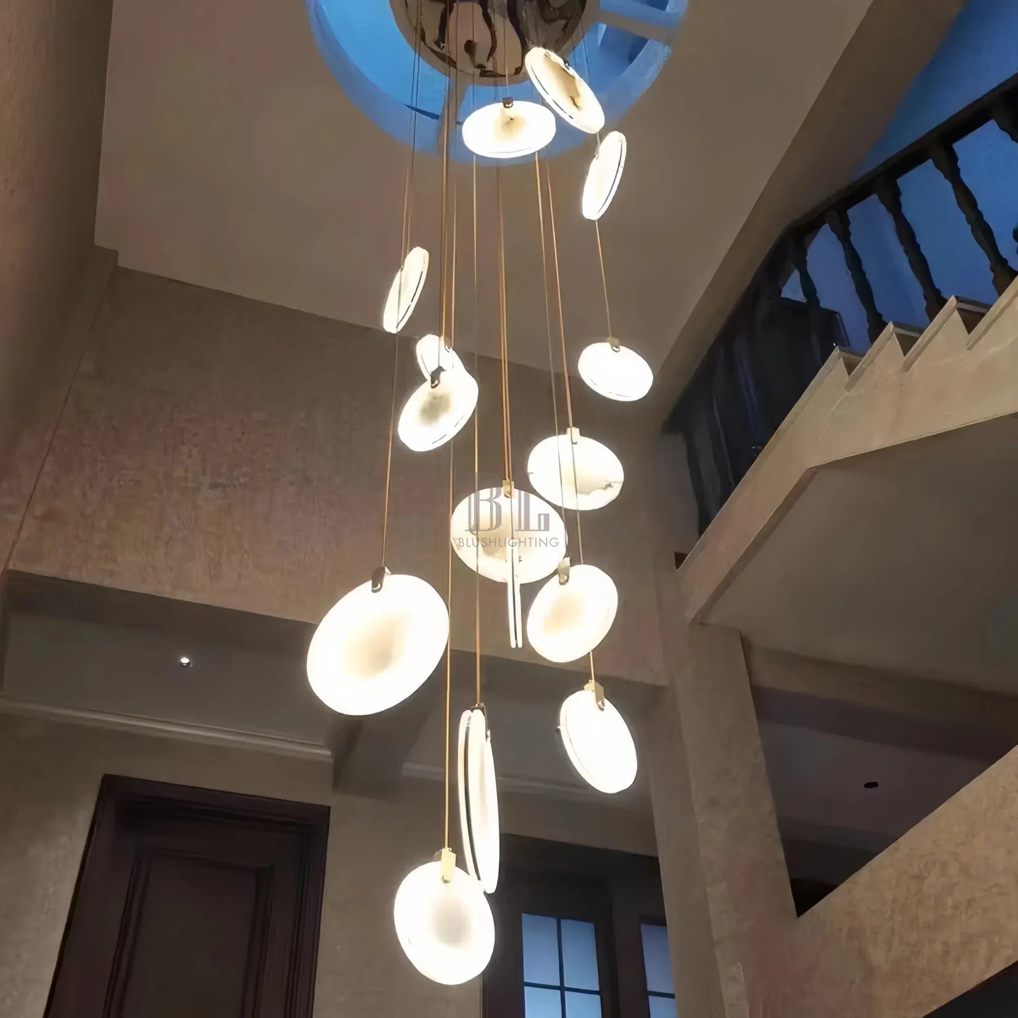 Alabaster Long Staircase Chandelier 5 styles - fovolighting