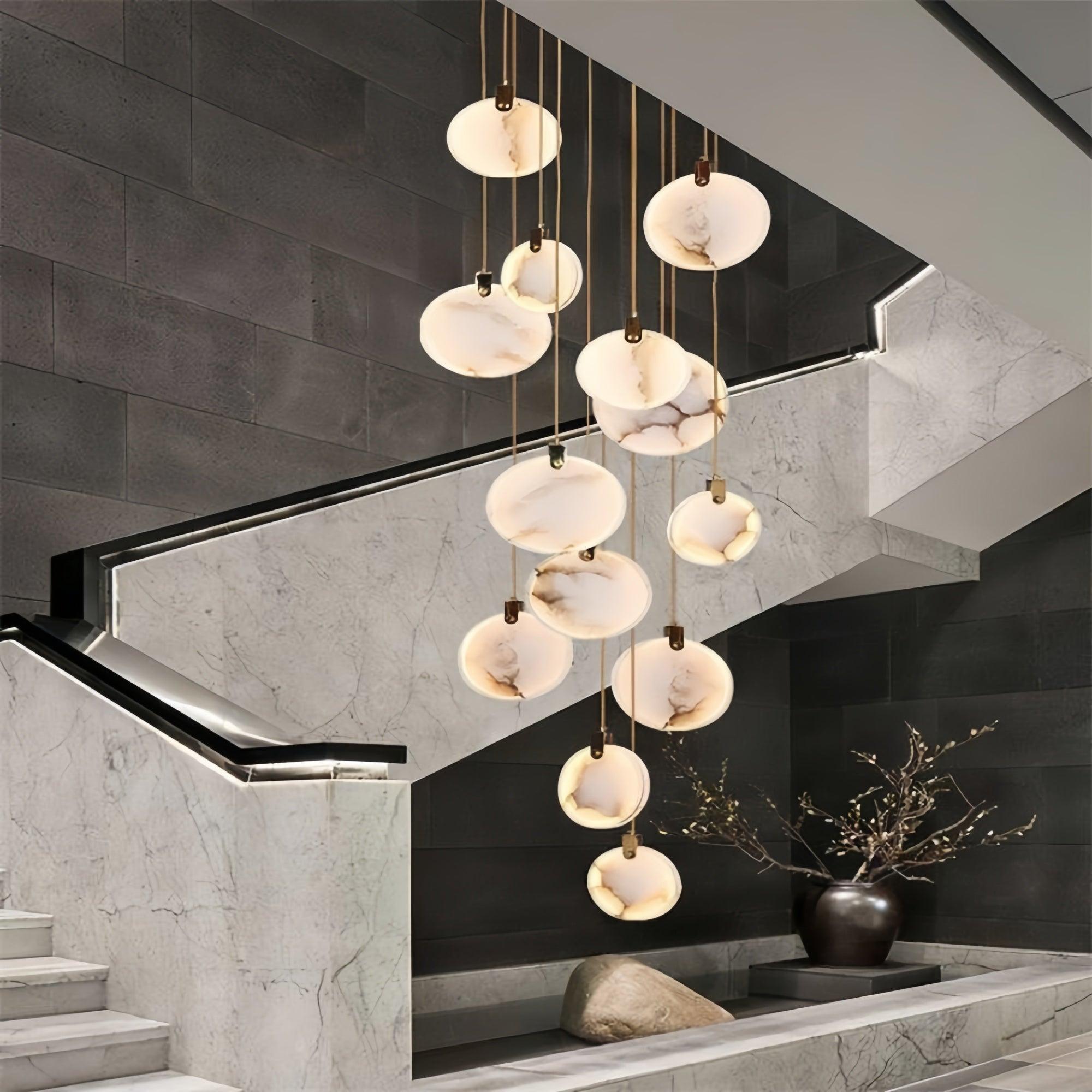Alabaster Long Staircase Chandelier 5 styles - fovolighting