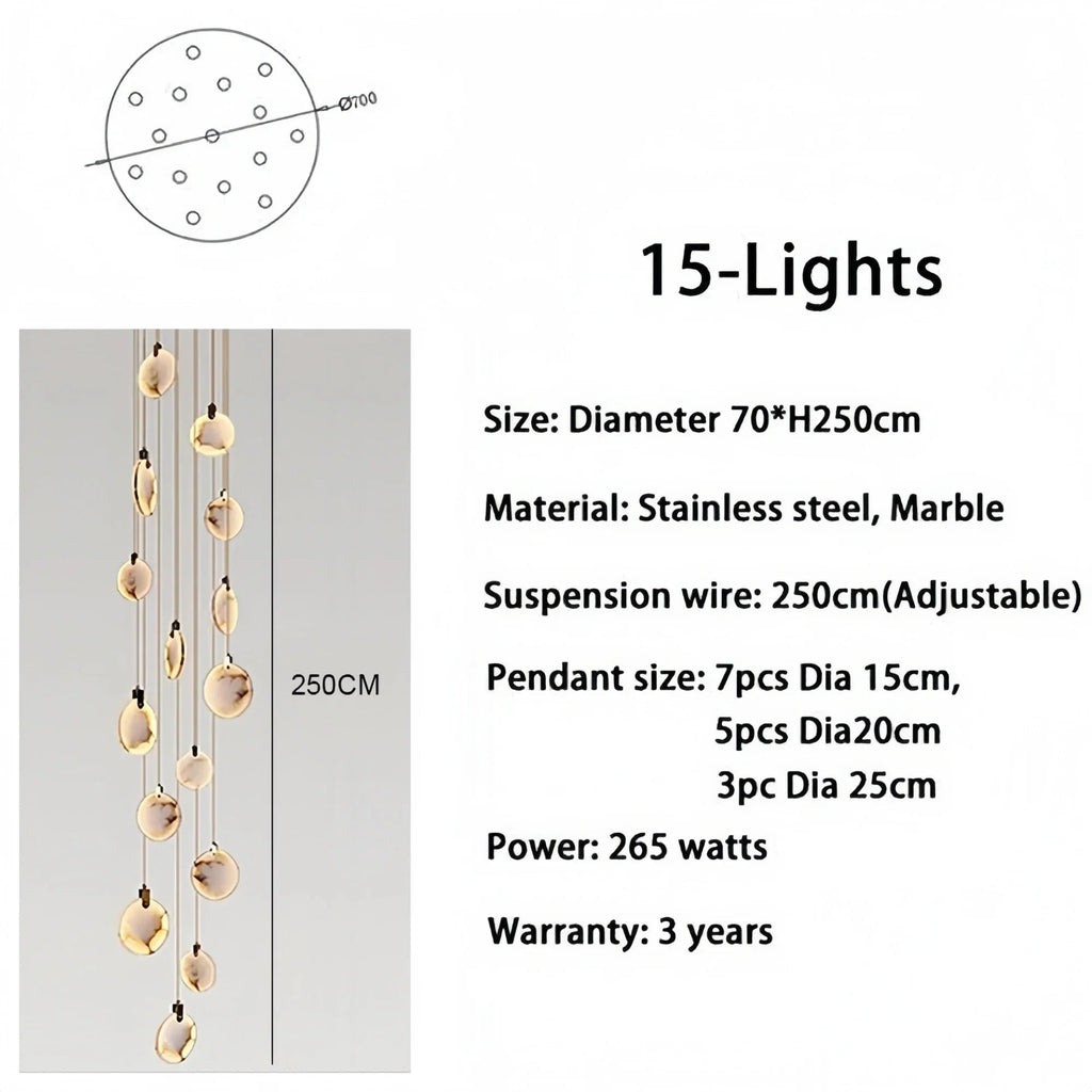 Alabaster Long Staircase Chandelier 5 styles - fovolighting