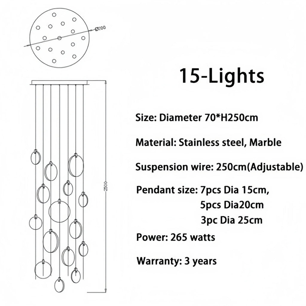 Alabaster Long Staircase Chandelier 5 styles - fovolighting
