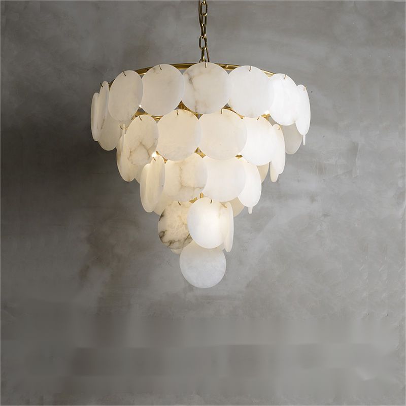 Alabaster Magnolia Multi-tiered Round Chandelier - fovolighting