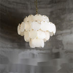 Alabaster Magnolia Multi-tiered Round Chandelier - fovolighting