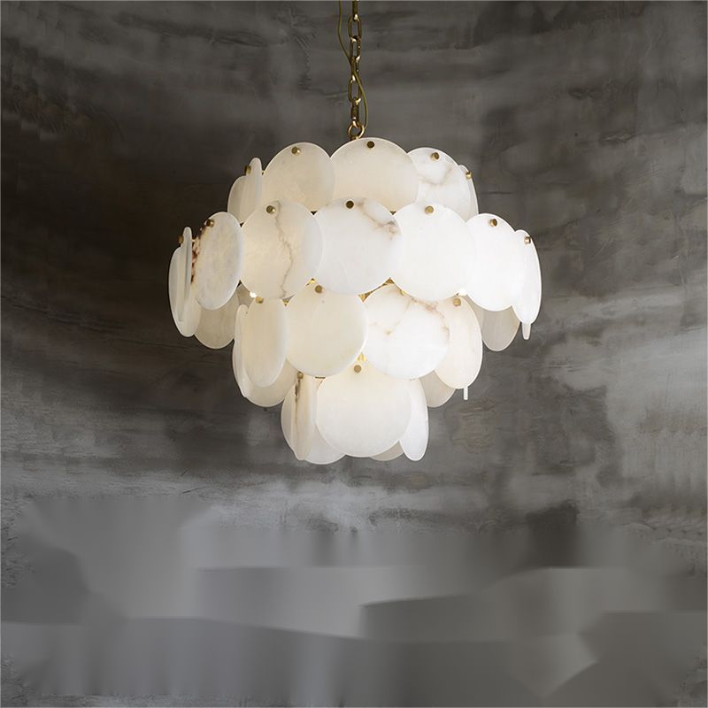 Alabaster Magnolia Multi-tiered Round Chandelier - fovolighting
