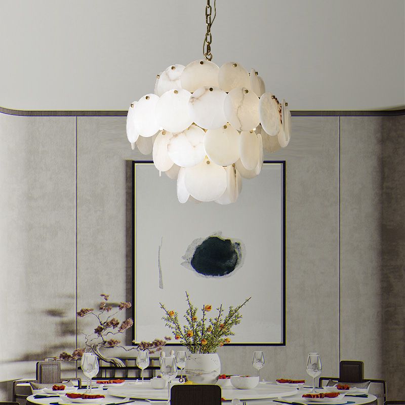 Alabaster Magnolia Multi-tiered Round Chandelier - fovolighting