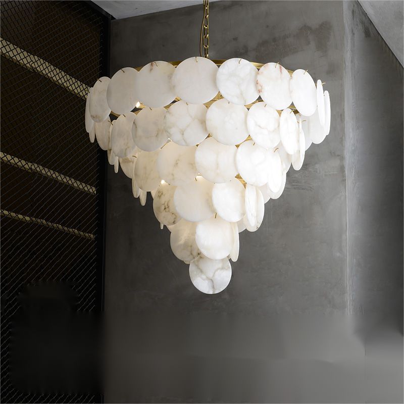 Alabaster Magnolia Multi-tiered Round Chandelier - fovolighting