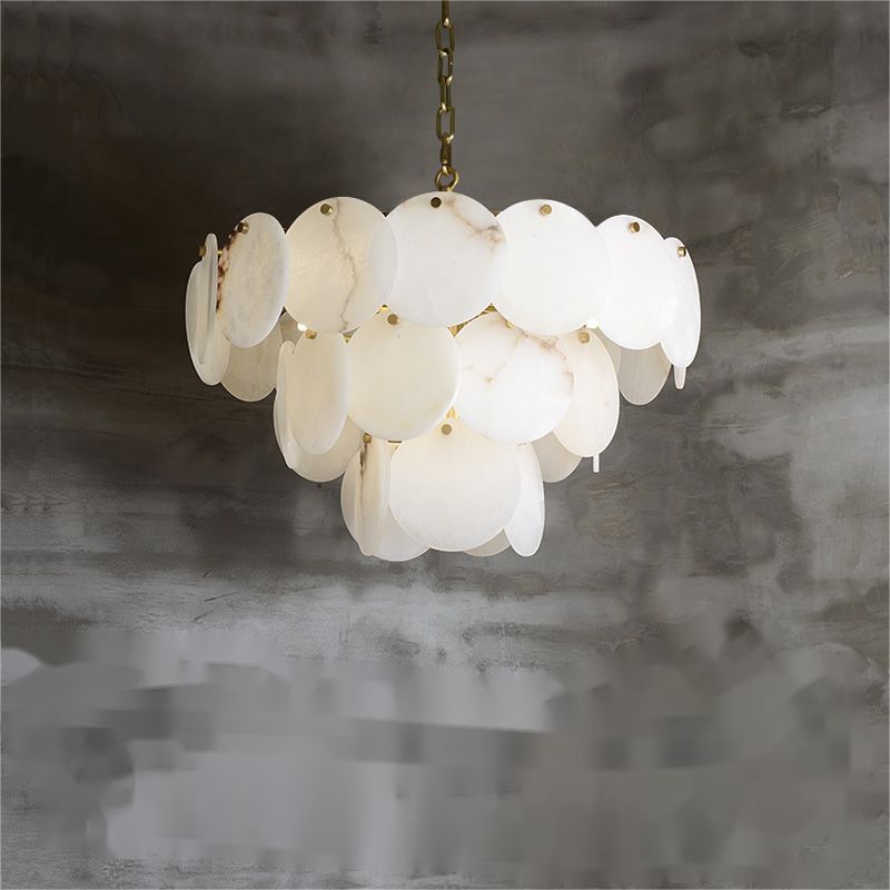 Alabaster Magnolia Multi-tiered Round Chandelier - fovolighting