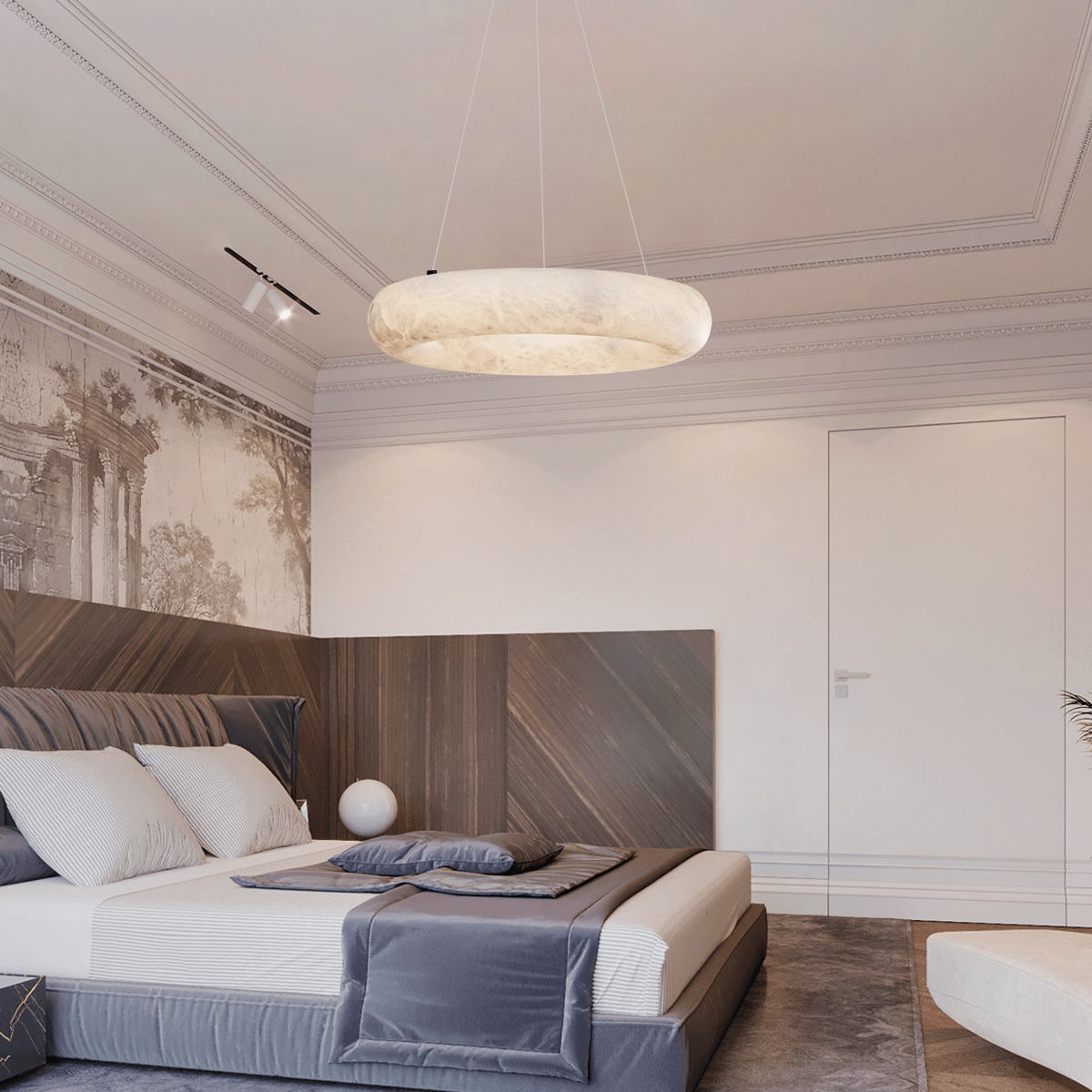 Alabaster Round Ring Living Room Chandelier - fovolighting