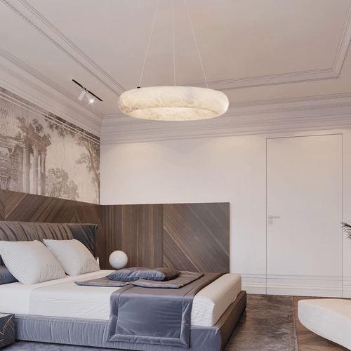 Alabaster Round Ring Living Room Chandelier - fovolighting