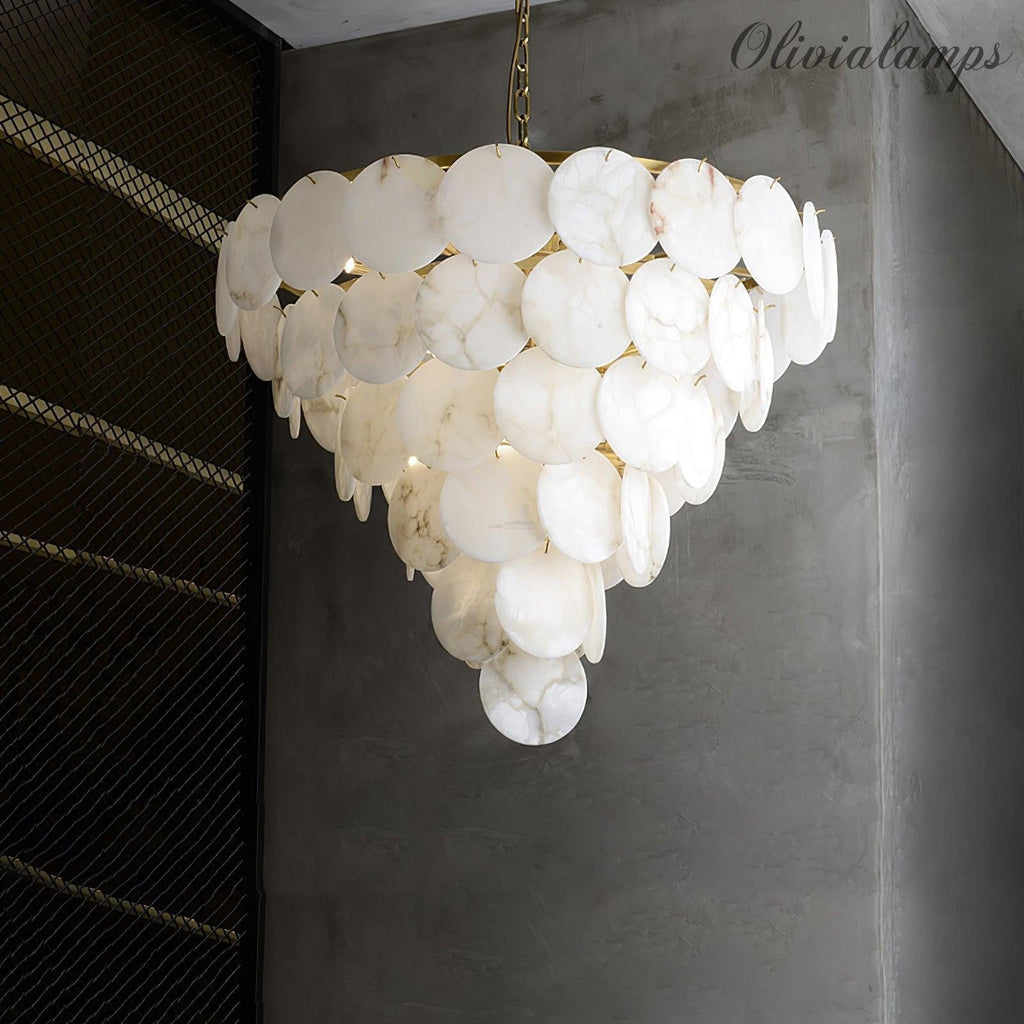 Alabaster Shell Brass Chandelier with 2/3/4/5/6 layer - fovolighting