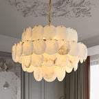 Alabaster Shell Brass Chandelier with 2/3/4/5/6 layer - fovolighting