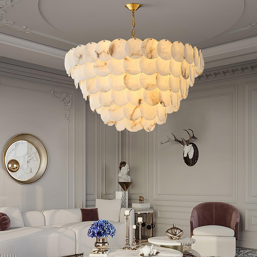 Alabaster Shell Brass Chandelier with 2/3/4/5/6 layer - fovolighting