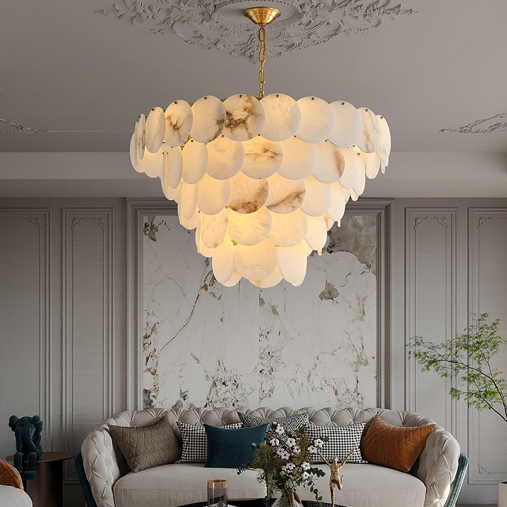 Alabaster Shell Brass Chandelier with 2/3/4/5/6 layer - fovolighting