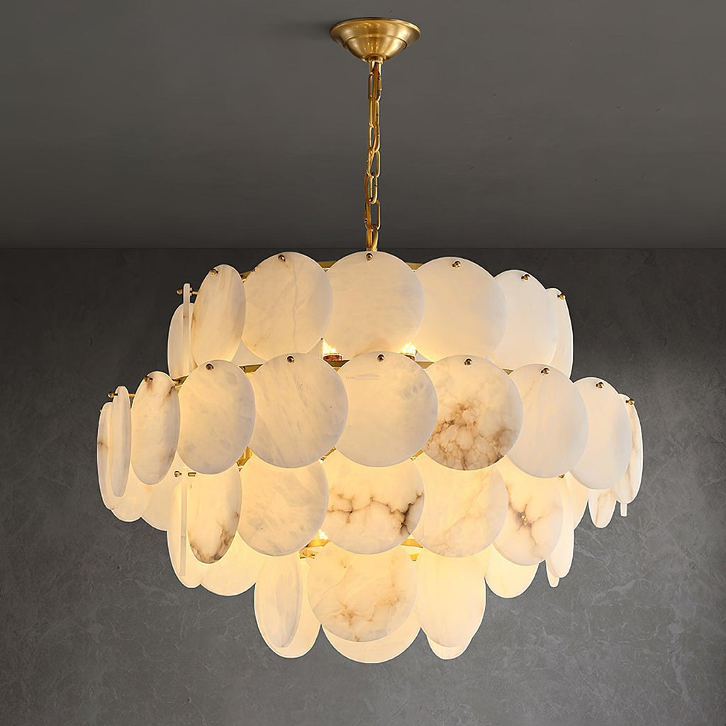 Alabaster Shell Brass Chandelier with 2/3/4/5/6 layer - fovolighting